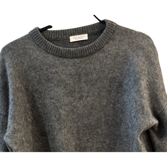 Beauty And Youth United Arrows Wool Blend Sweater Gray Sz XL Cozycore Preppy - Picture 2 of 6
